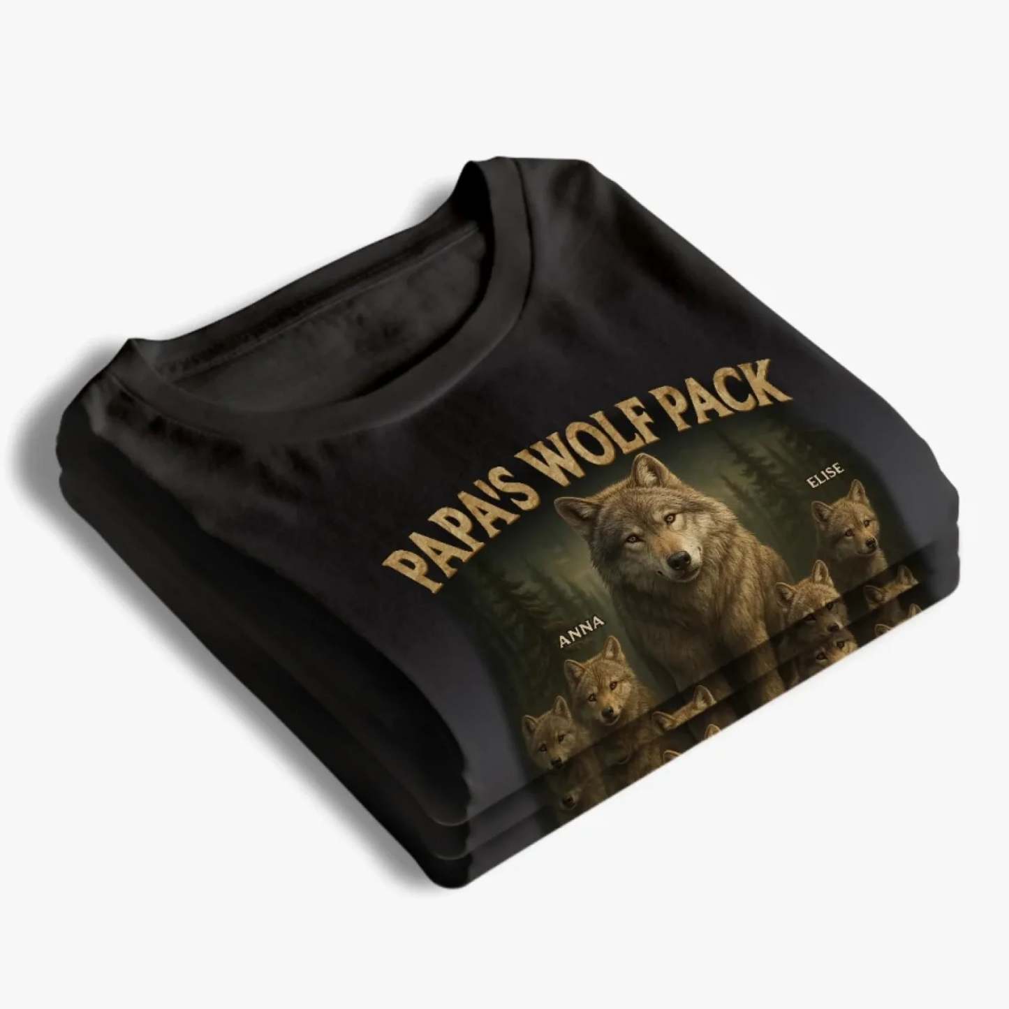 Papa's Wolf Pack - Family Personalized Custom Unisex T-shirt, Premium T-shirt, Hoodie - Father's Day, Gift For Dad, Grandpa