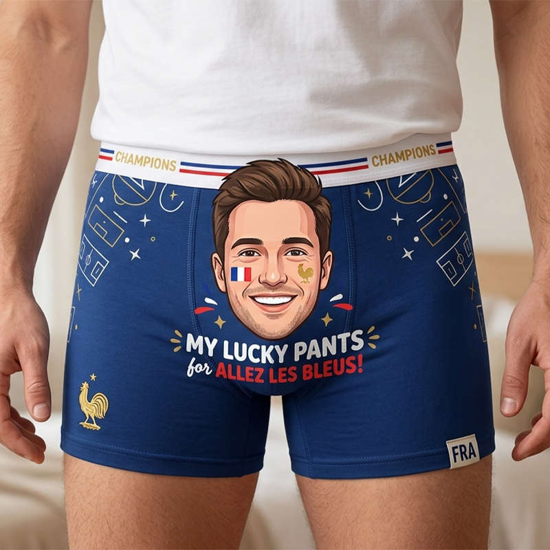 Custom Face Men's Boxer Briefs My Lucky Pants for Spain/France Fans Soccer Football 2026