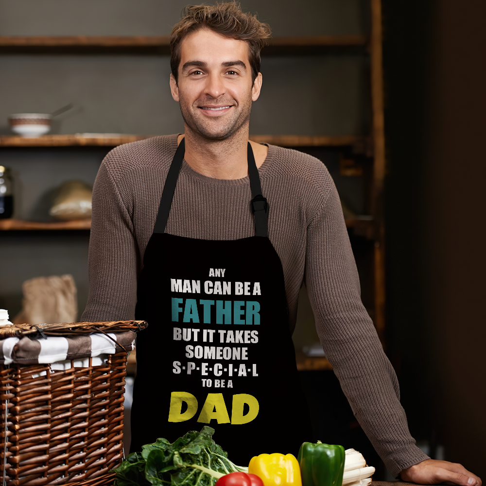 To Be A Dad Text Apron BBQ Apron For Dad - Black - MyFaceBoxer