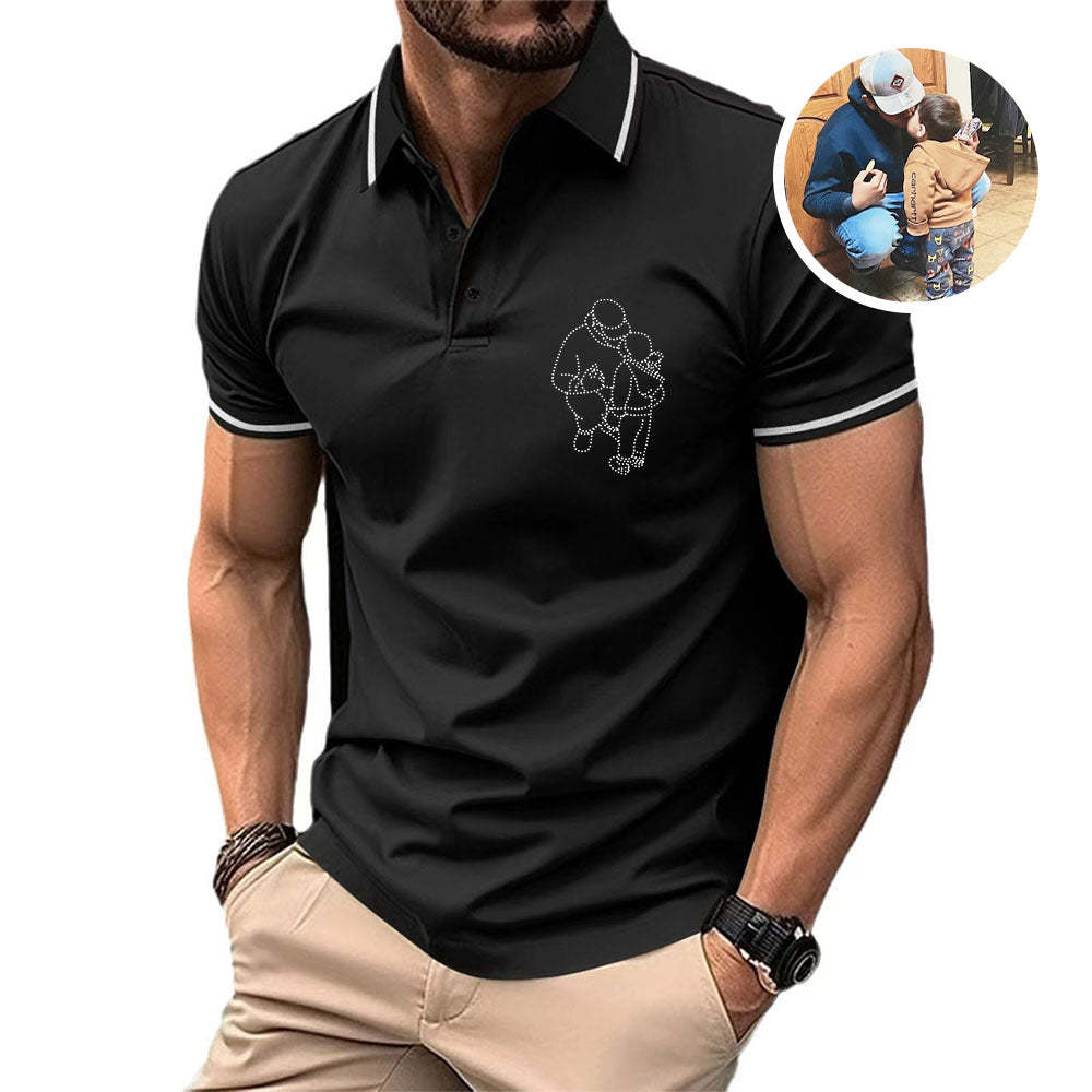 Father's Day Gifts Custom Photo Polo shirt for Dad, Personalized Dad Embroidery Shirt