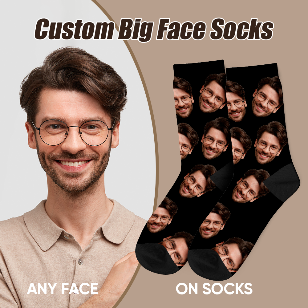 Custom Big Face Socks Personalized Photo Funny Socks for Him - MyFaceBoxer