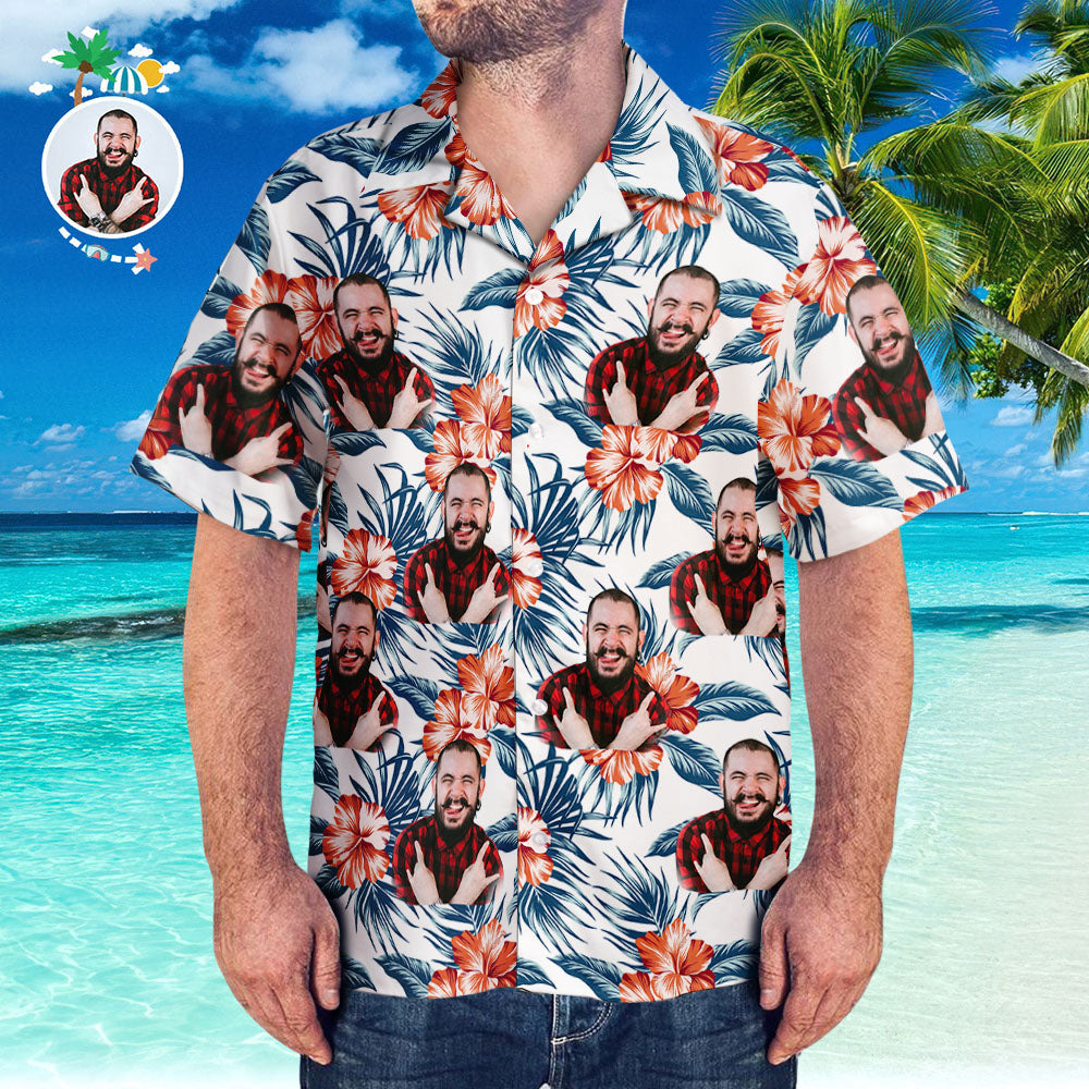 Custom Hawaiian Shirt with Face Personalized Beach Hawaiian Shirt