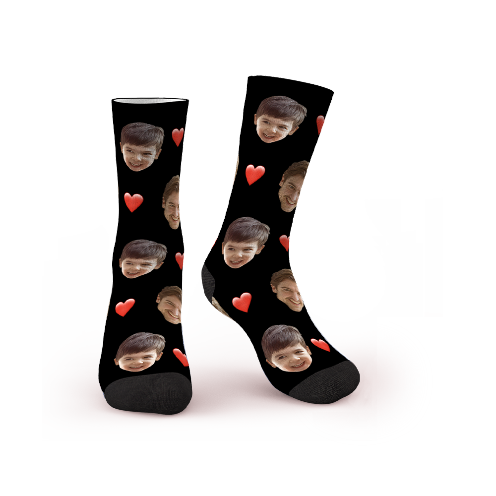 Custom Heart Crew Socks Funny Personalized Gift - MyFaceBoxer