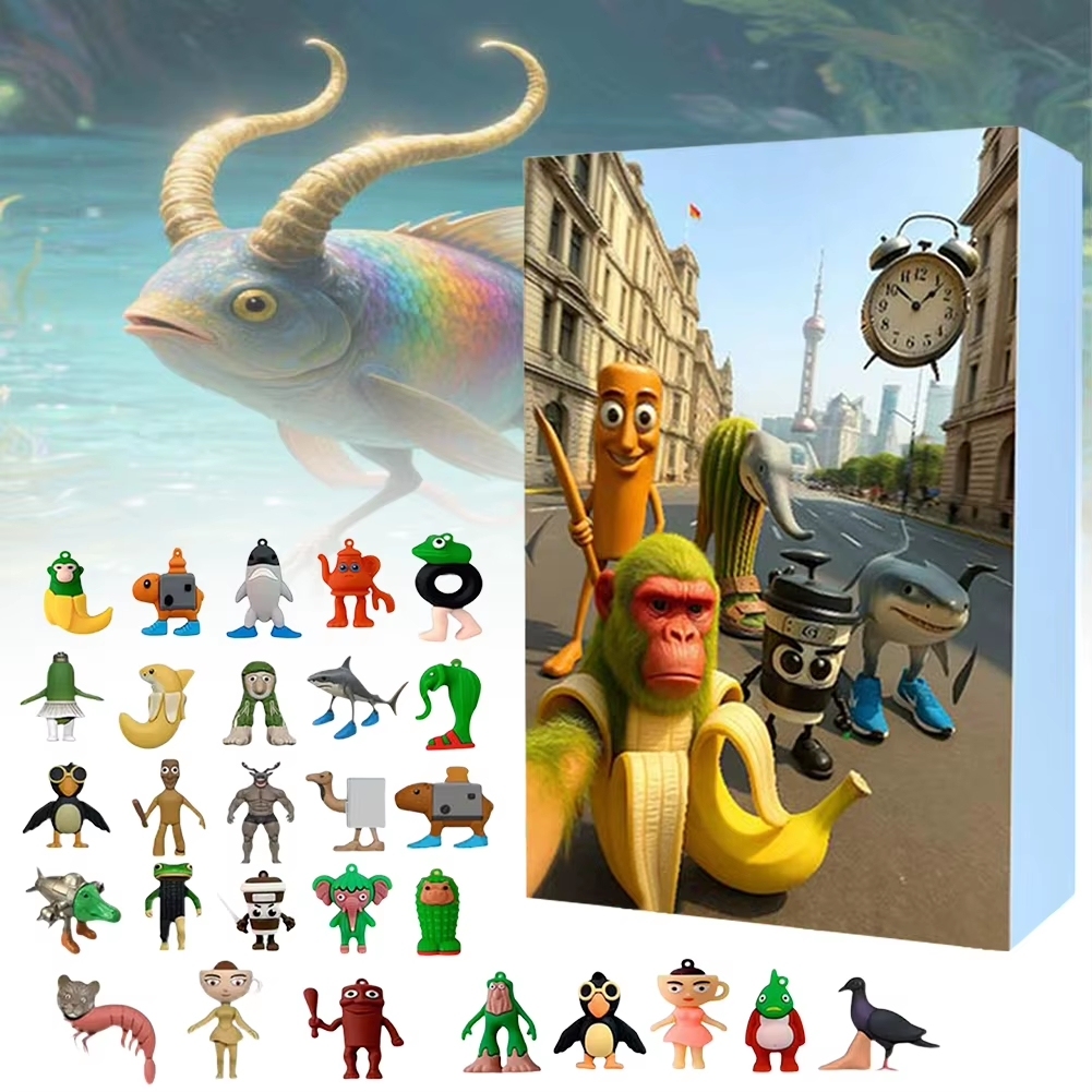 Tung Tung Tung Sahur Advent Calendar 2D Acrylic Ornaments 24 Days of Italian Brainrot Pendant Advent Calendar,Unique 24 Days of Surprises Gift Box,Fun & Creative Advent Calendar Ornament Decor Sets