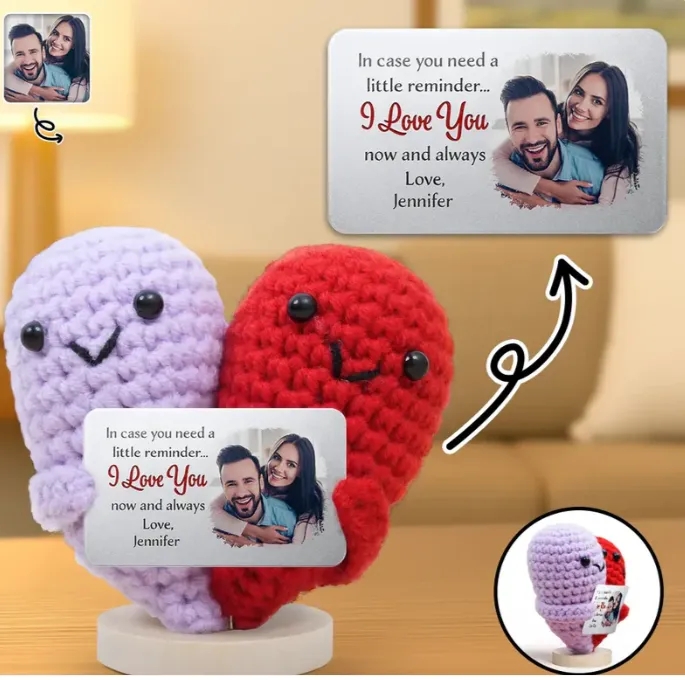 Custom Photo In Case You Need A Little Reminder - Personalized Doll Crochet With Custom Card