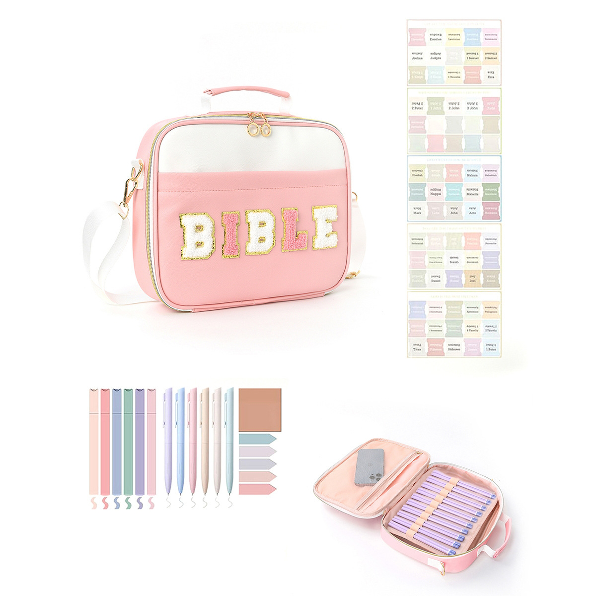 Large Portable Book Case Bible Carrying Case with Shoulder Strap Bible Cover Case for Women Church Bible Tote Bag for Woman