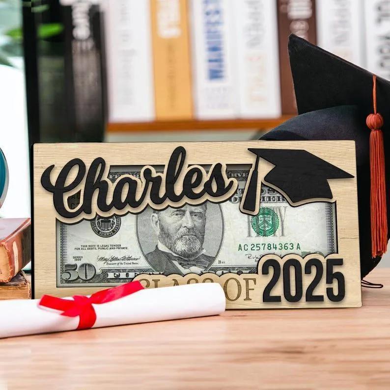 Personalized Graduation 2025 Money Holder Gift, Custom Gift for Grad Student, Gift for High School Senior, Custom Grad Name Cash Holder