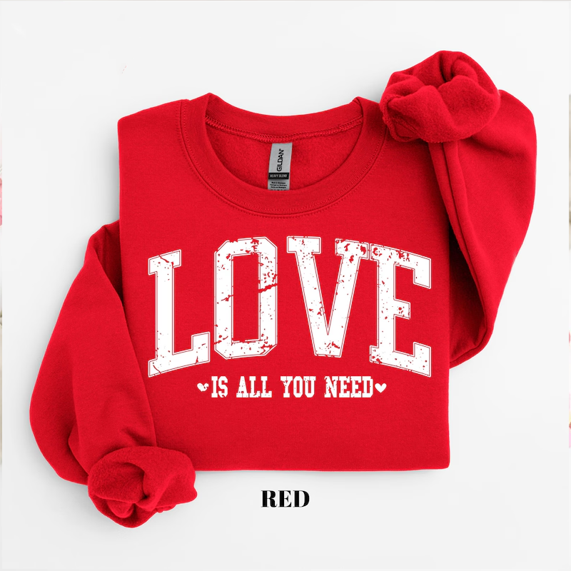 Retro Love Valentines Sweatshirt, Love All You Need Valentines Womens Sweatshirt, Valentines Day Shirt, Valentines Gift, Heart Love Shirt
