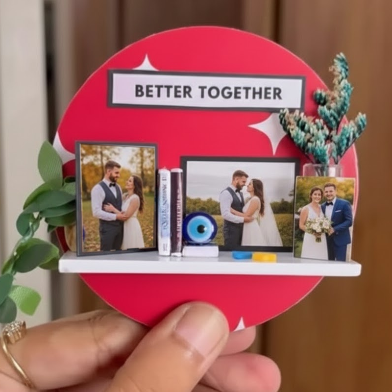 Custom Photo Fridge Magnet Couples 3D Miniature Shelf Home Decor
