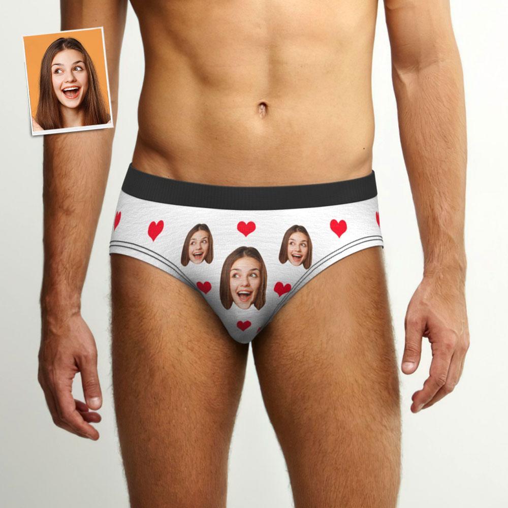 Men's Custom Briefs Girlfriend Face Underwear Customized Heart Briefs Gift For Men - MyFaceBoxer