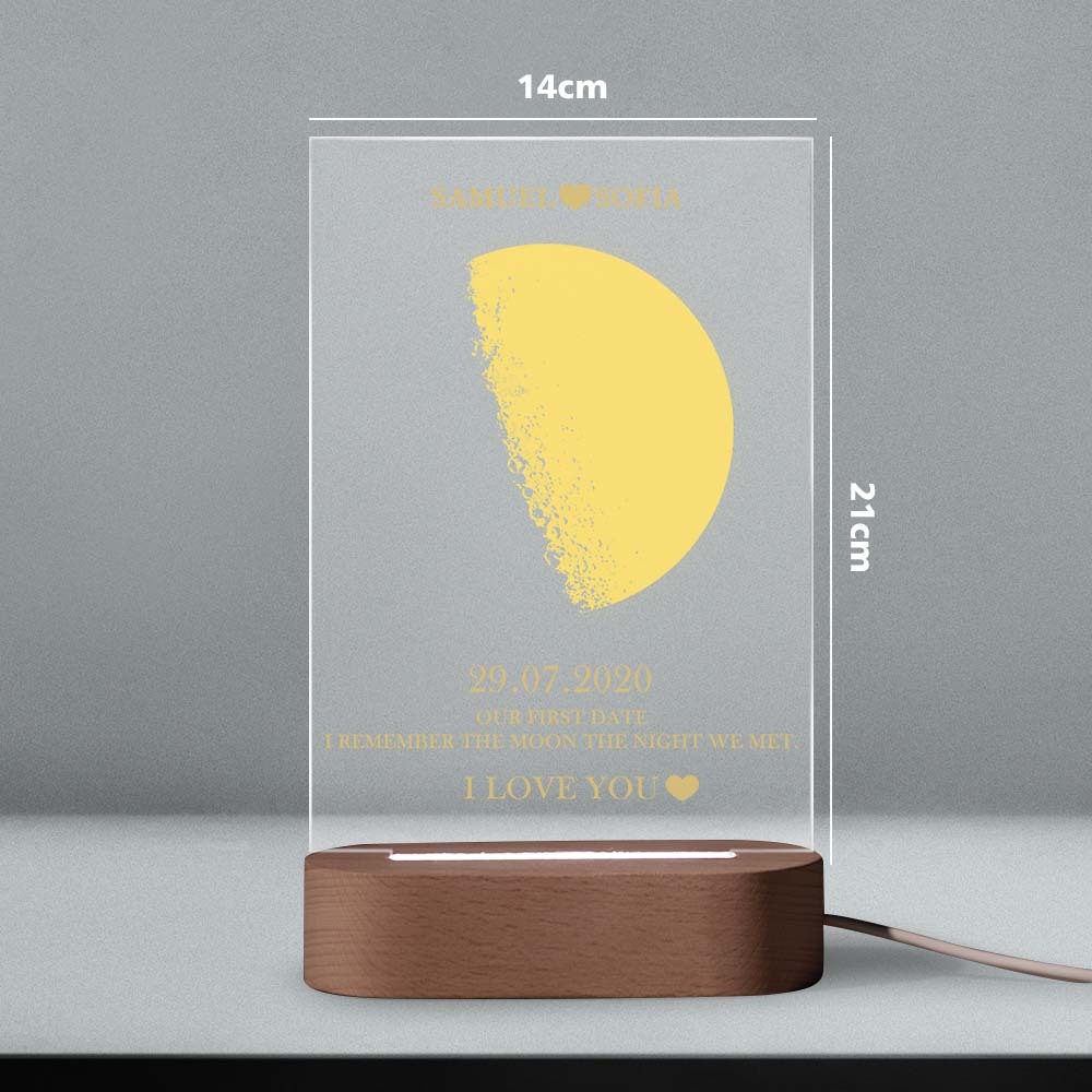 Custom Moon Phase Night Light Lamp with Personalized Names Text 7 Color Light - MyFaceBoxer