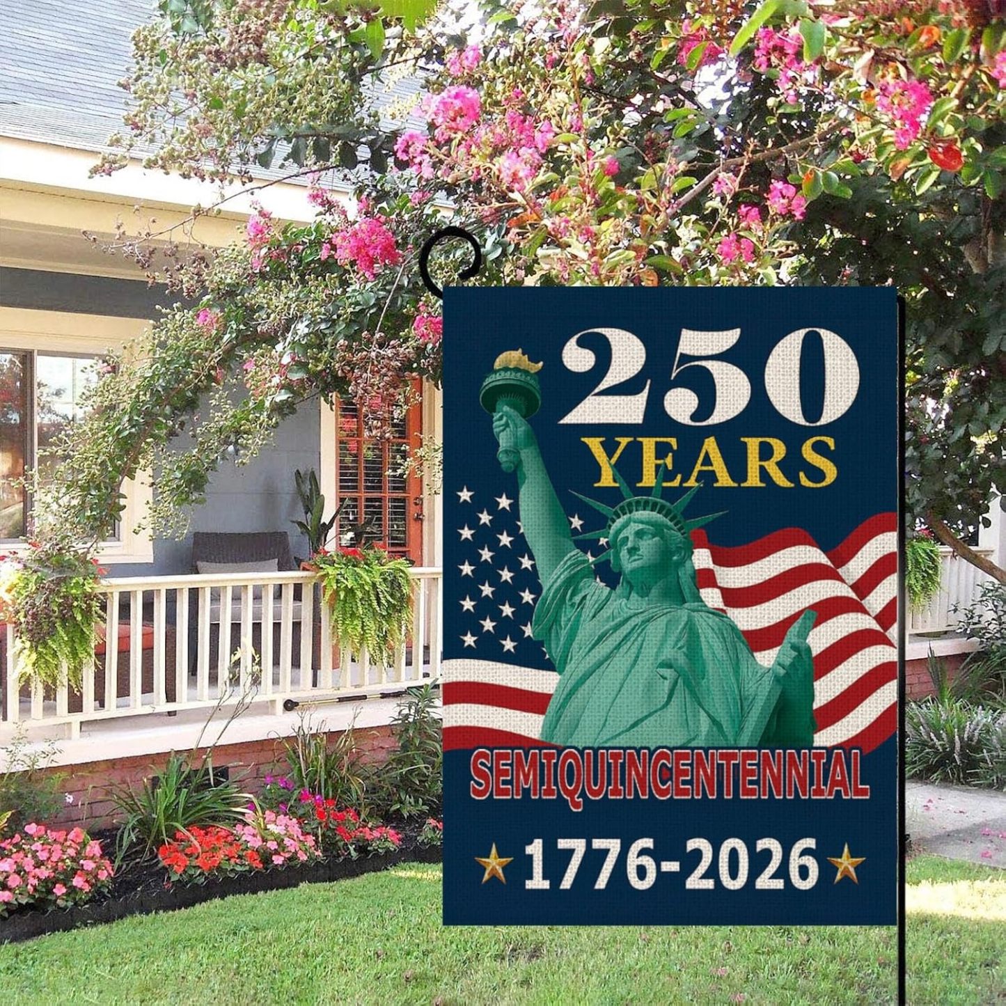 250 Years America Garden Flag,250th Anniversary USA Patriotic Double-Sided Banner,Statue of Liberty Design 1776-2026 Semiquincentennial