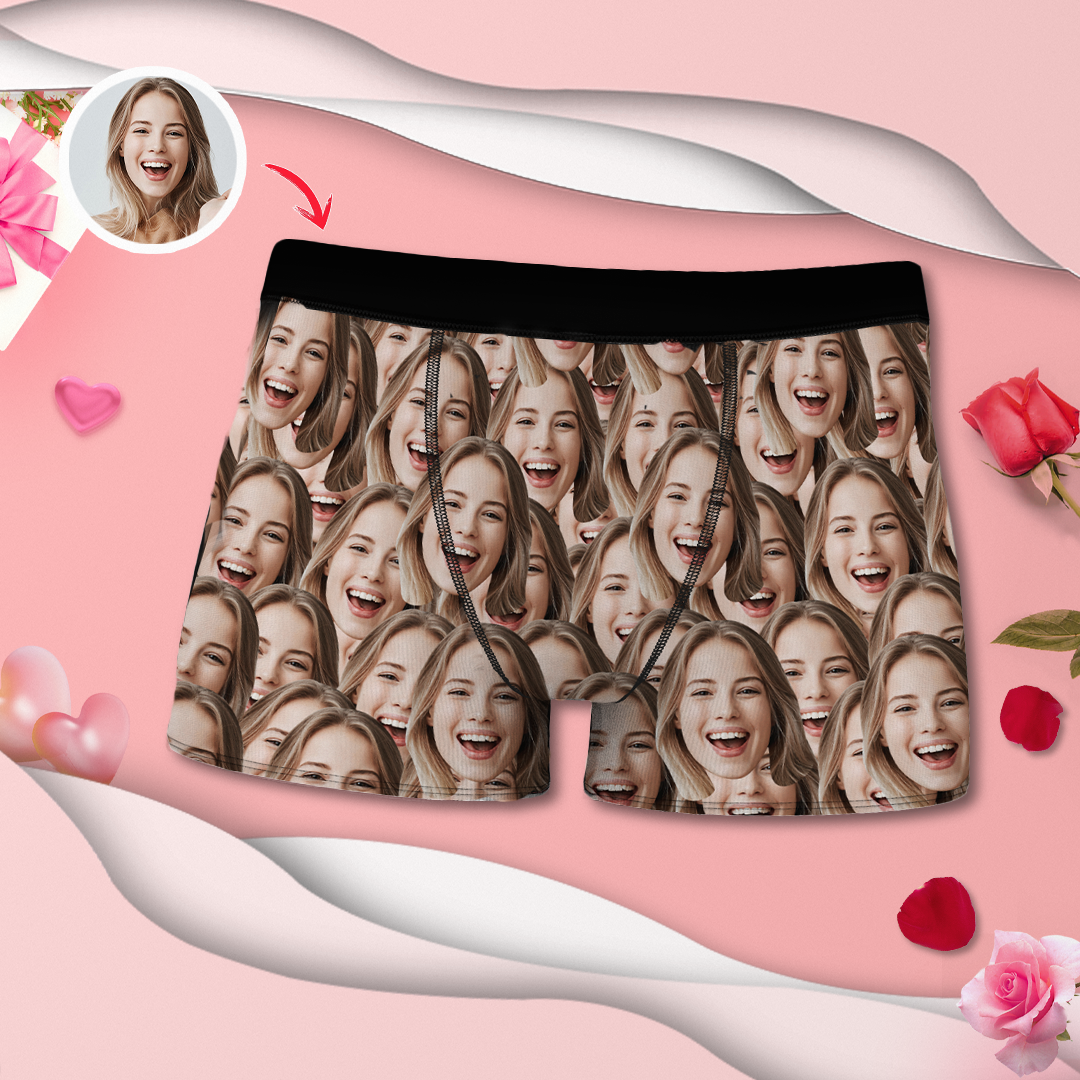 Custom Underwear Men's Face Mash Boxer Shorts Anniversary Gifts for Him - MyFaceBoxer