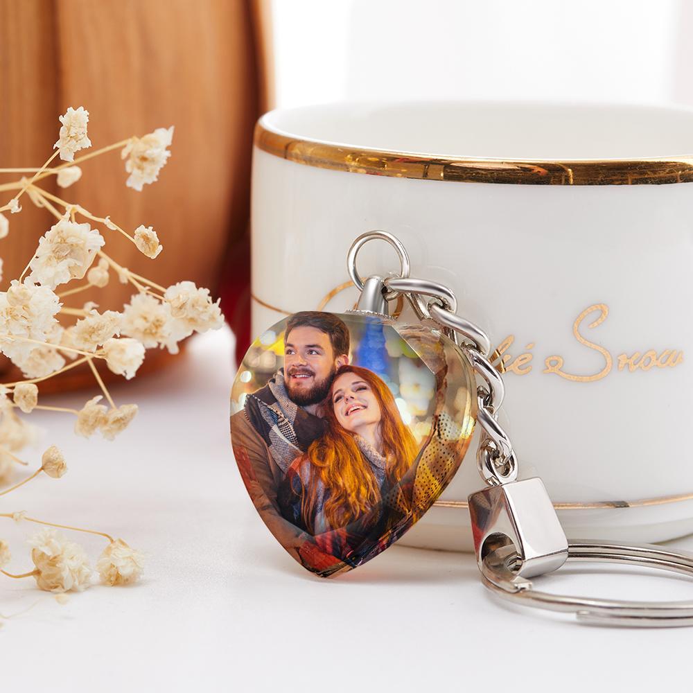 Custom Heart Crystal Keychain Photo Keychain Best Gifts For Lover - MyFaceBoxer