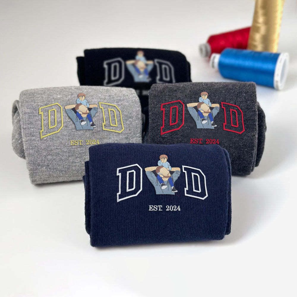 Custom Embroidered Character Letter Socks Personalized Photo In The Middle Letter Socks Father's Day Gift