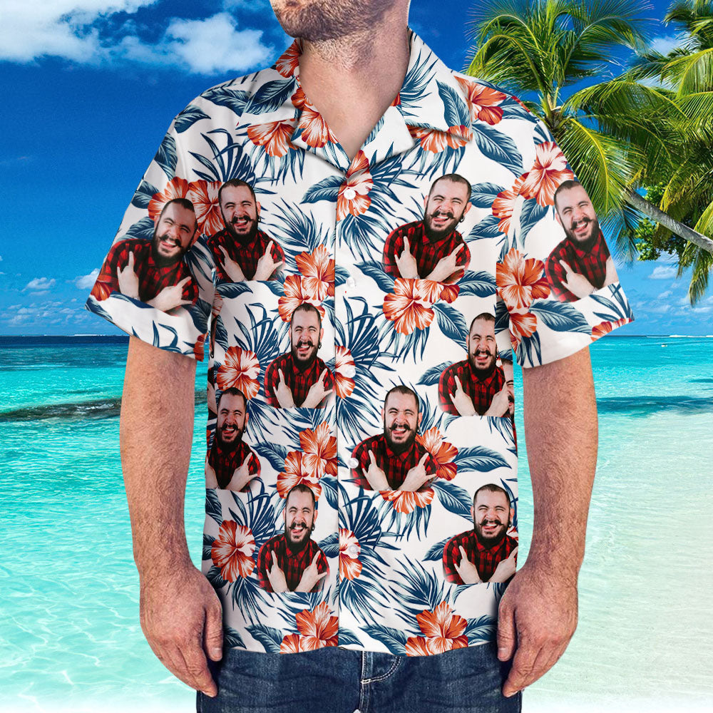Custom Hawaiian Shirt with Face Personalized Beach Hawaiian Shirt