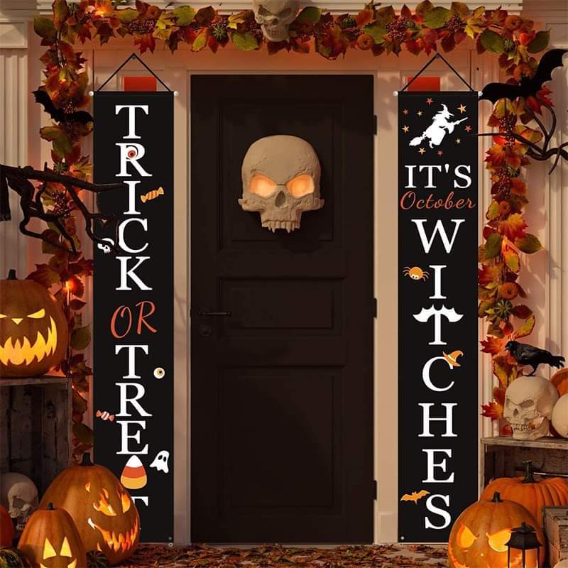 Halloween Decorations Outdoor Signs Garden Front Door Hanging Decor Halloween Banner Set - MyFaceBoxer