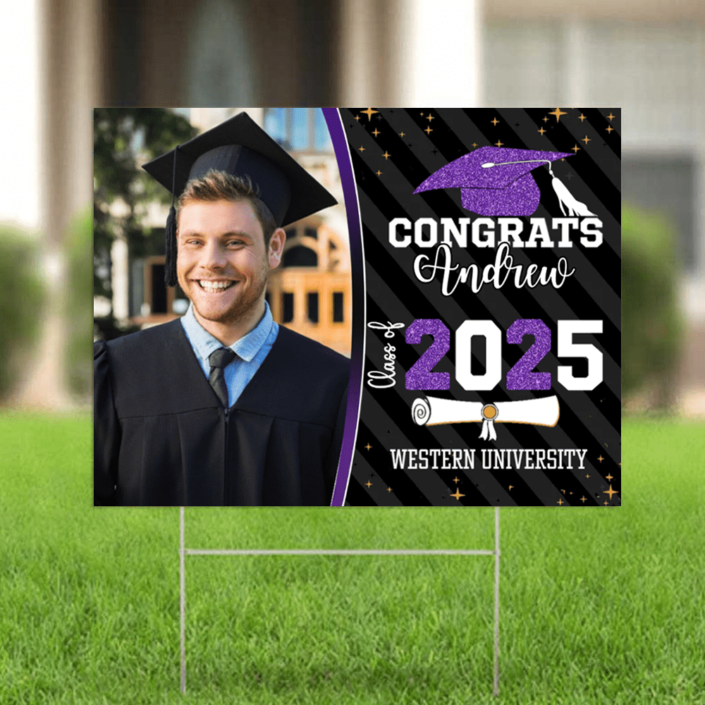 Congrats Class of 2025 Custom Image Yard Sign - Graduation Day, Senior