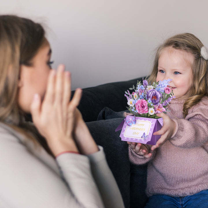 Happy Mother's Day Pop up Card Purple Flowers Card for Mother's Day - MyFaceBoxer