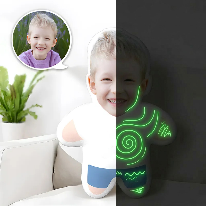 Personalized Photo Disappearing Night-Glow Doodle Pillow Plush Toy for Kids