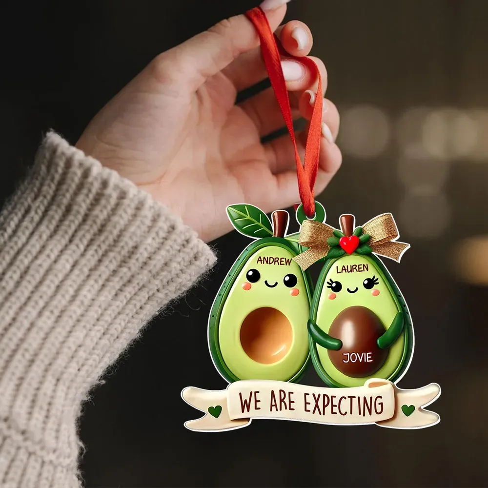 Avocado Expecting Parents With Kids Personlized Acrylic Ornament, Christmas Gift For New Mom New Parents