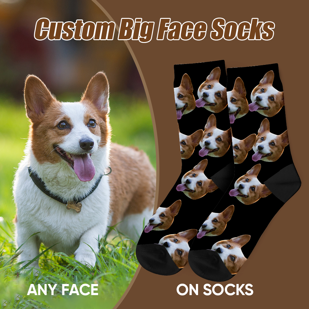 Custom Big Face Socks Personalized Pet Face Socks Gift for Pet Lover - MyFaceBoxer