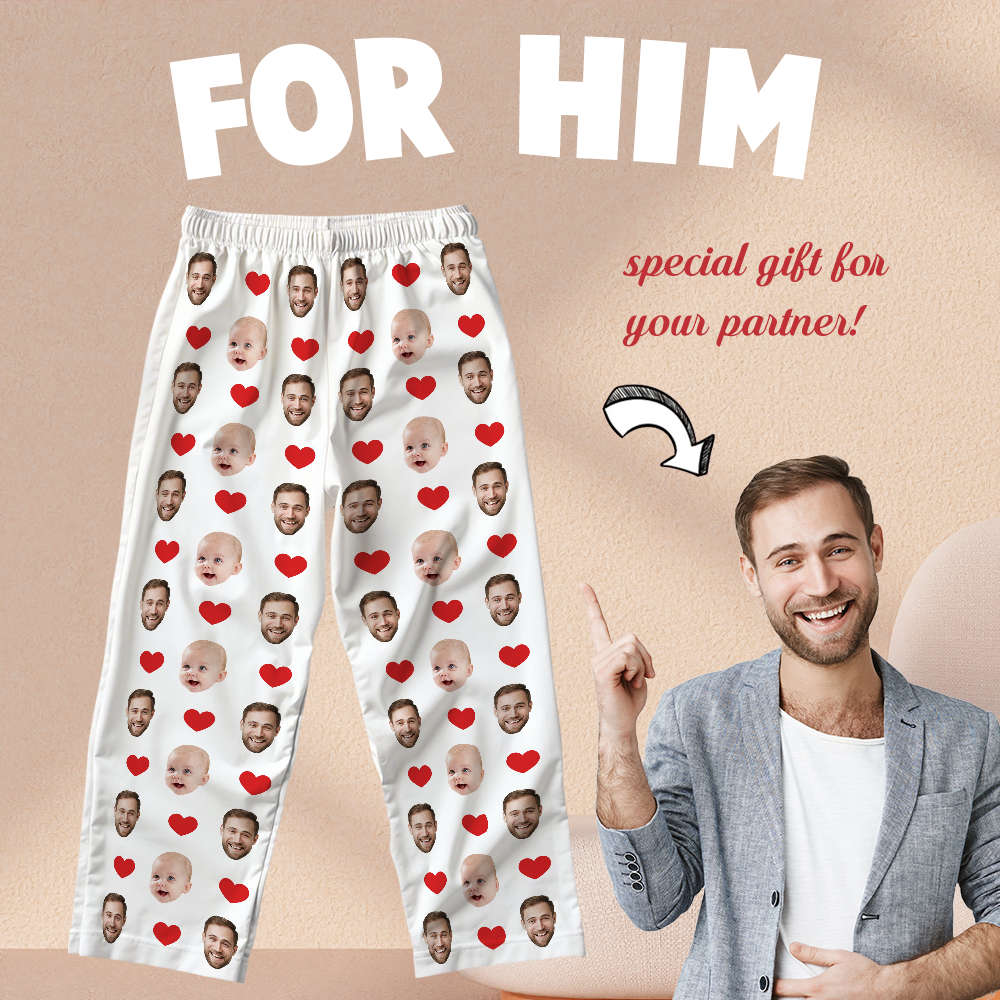 Custom Heart Pajamas With Face - MyFaceBoxer
