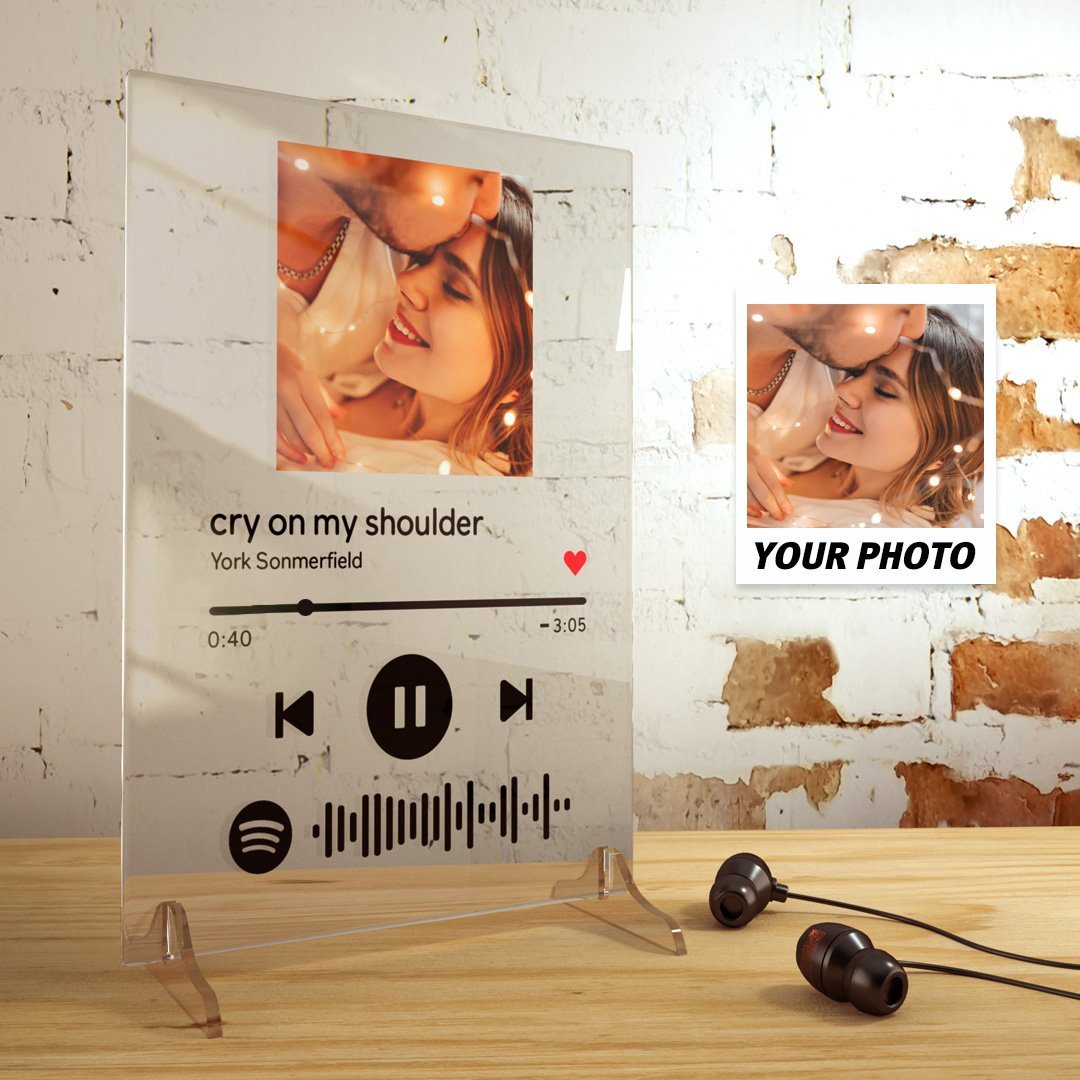 Custom Music code glass pane with favorite song with free keychain - MyFaceBoxer