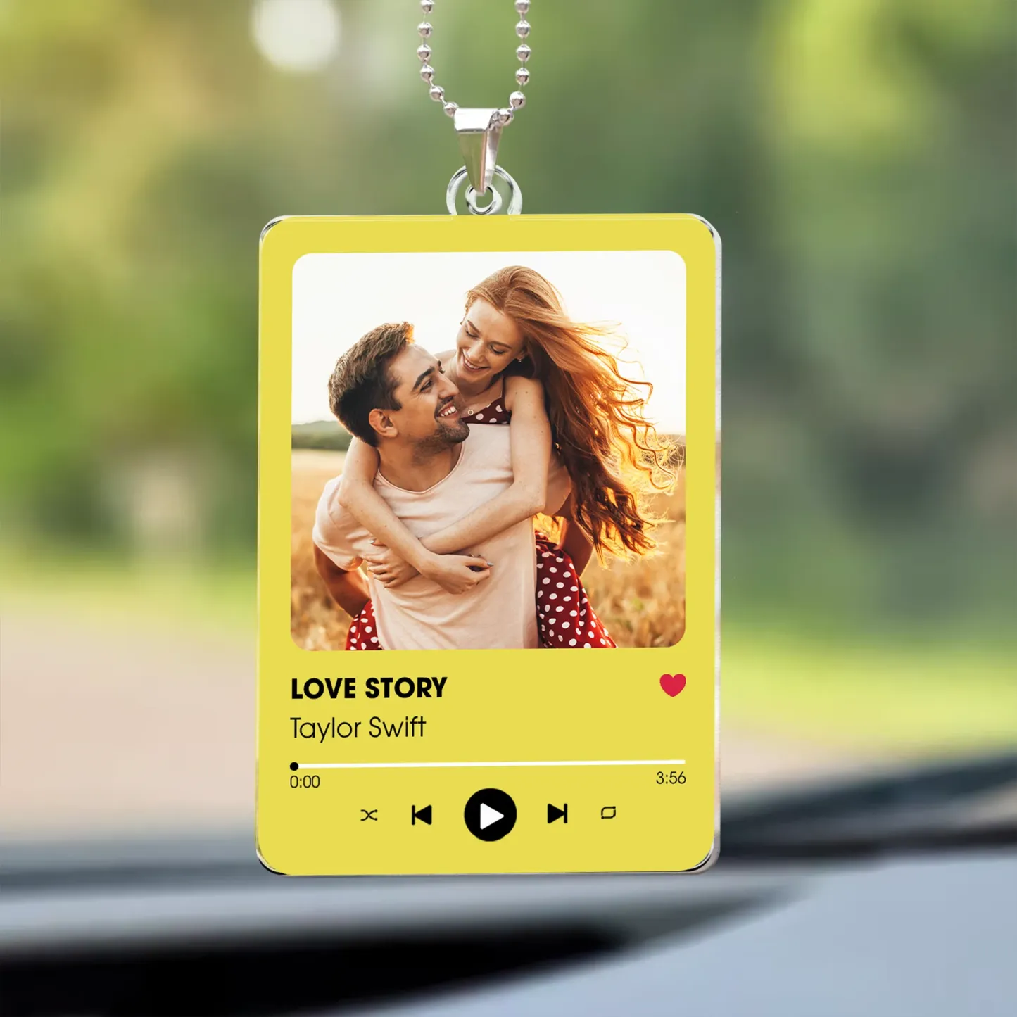 Personalized Photo Rear View Mirror Accessory Favorite Song Title