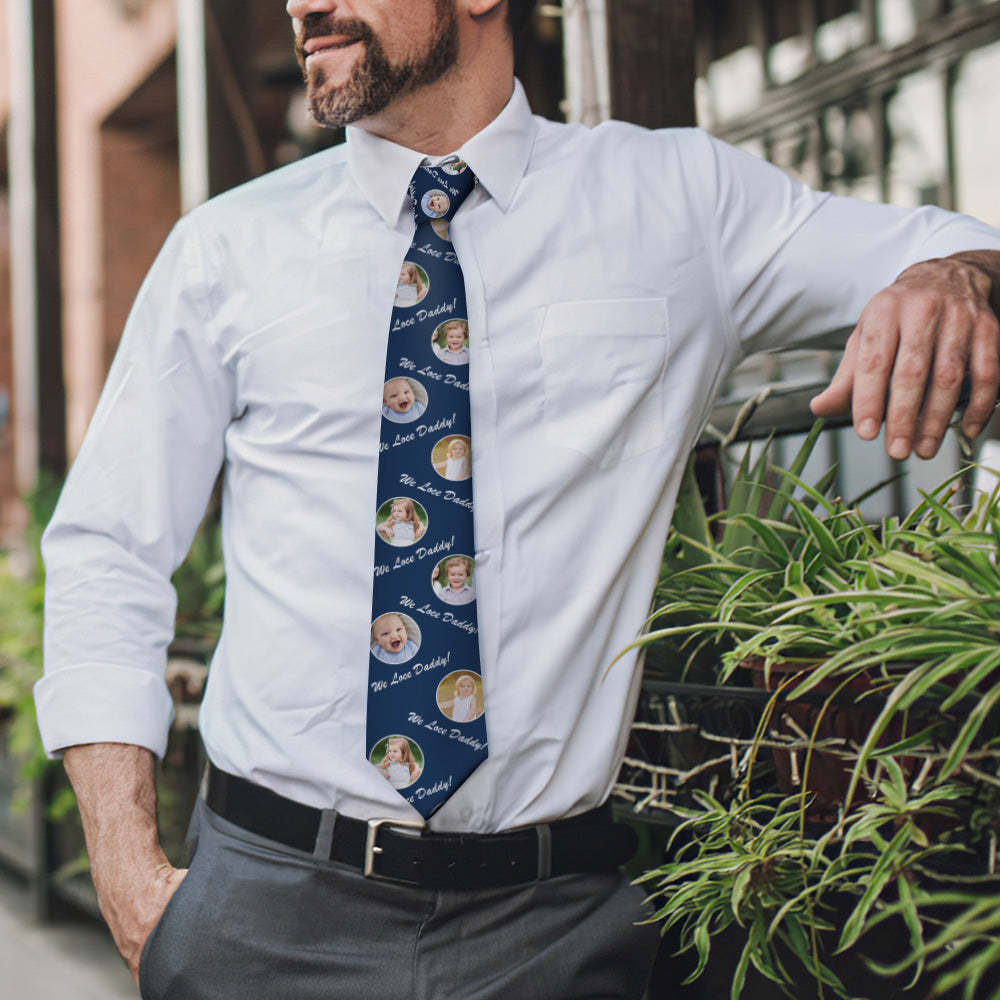 Gift For Father Custom Photo On Necktie We Love Dad - MyFaceBoxer