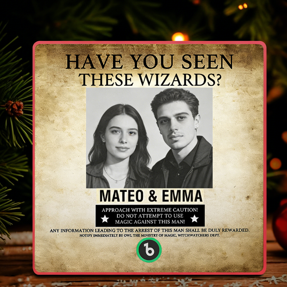 Custom "Have You Seen This Wizard?" Wanted Poster Music Fridge Magnet Personalized Couple Photo and Name & House Styles & Song
