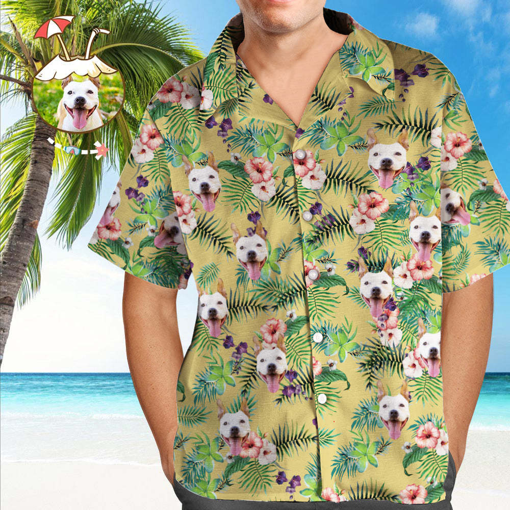 Custom Hawaiian Shirts with Dog Face Custom Tropical Shirt Personalized Hawaiian Shirt - MyFaceBoxer