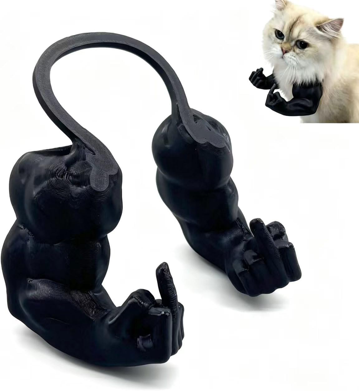 Funny Cat Muscle Arms Middle Finger Costume 3D Printed Pet Bodybuilding Arms with Shoulder Strap, Lightweight Cat Halloween Costume for Cats Small Dogs Funny Pet Outfit for Photos Parties Social Media