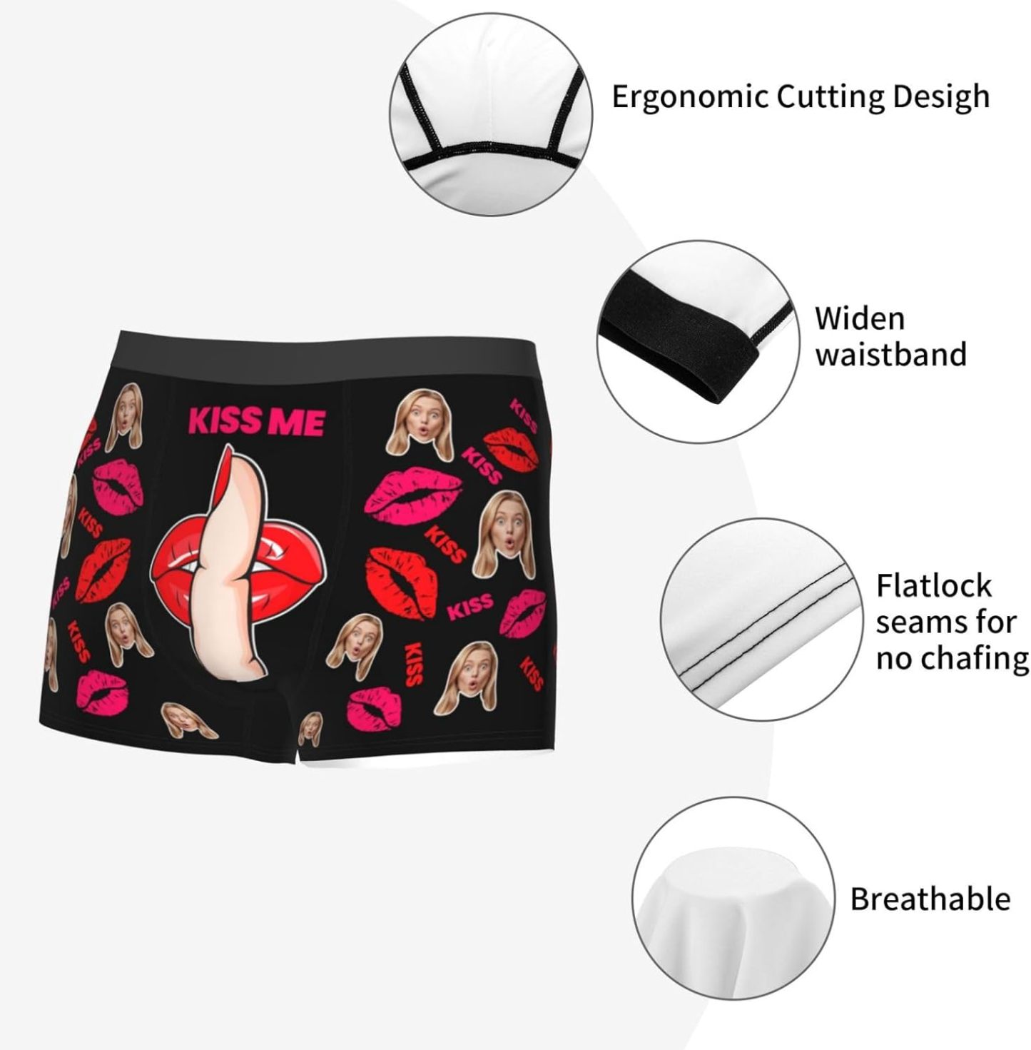 Personalized Funny Face Boxers Briefs Custom Underwear Custom Girlfriend Face Printed Photo Boxer Underwear