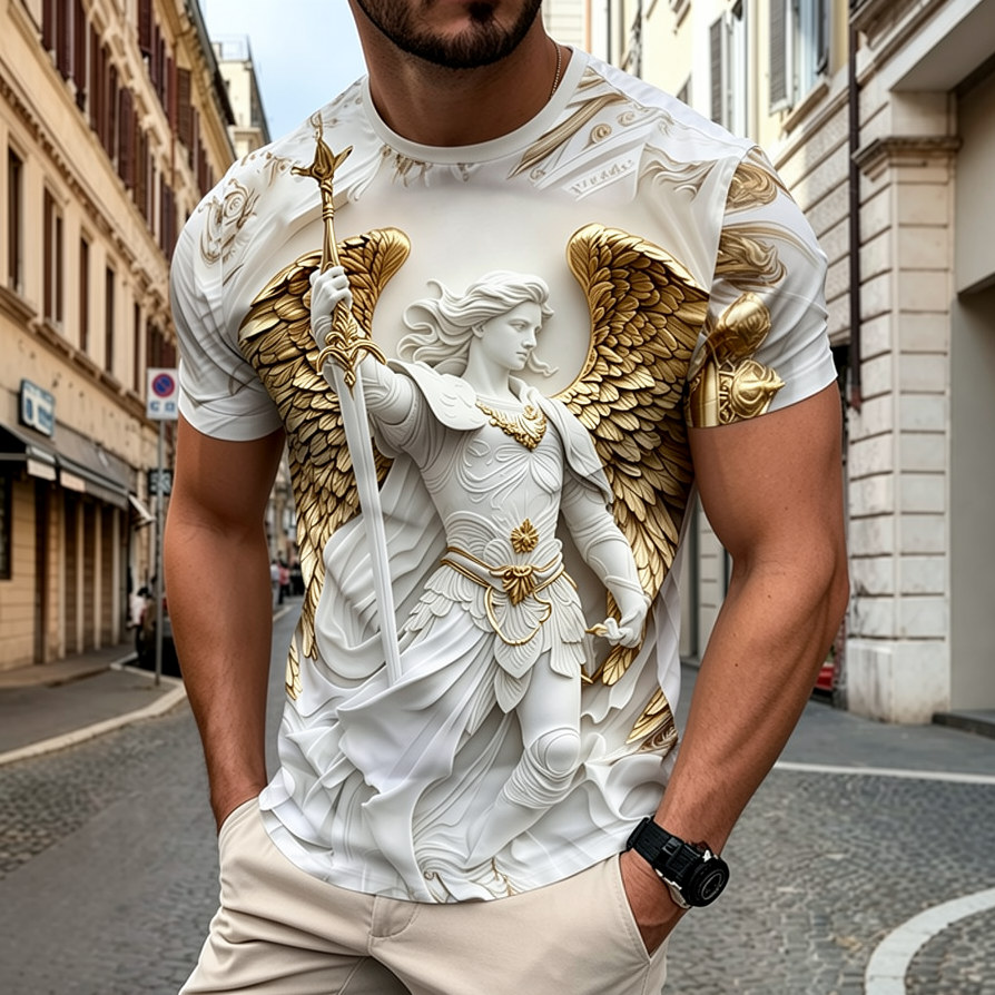 Men's Crew Neck T-shirt with High-definition 3D Print Pattern, Short Sleeves; Trendy Avant-garde Design - MyFaceBoxer