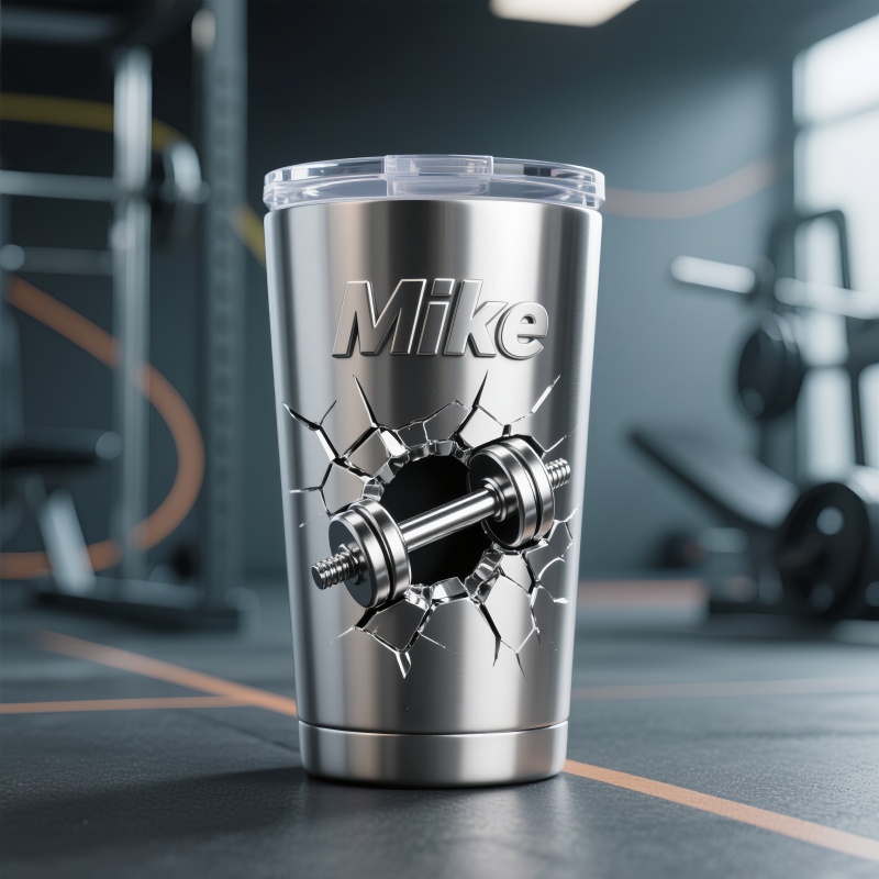 Personalized Name Dumbbell Shape Gym Car Mug 2D Look 3D Pop