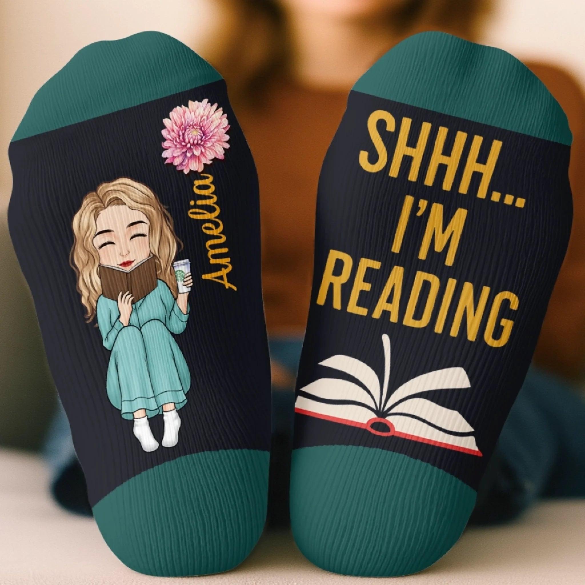 Custom Crew Socks - Personalized Bookish Gifts For Book Lovers, Bookworms, Readers - Sweet Cozy Book Reading Time