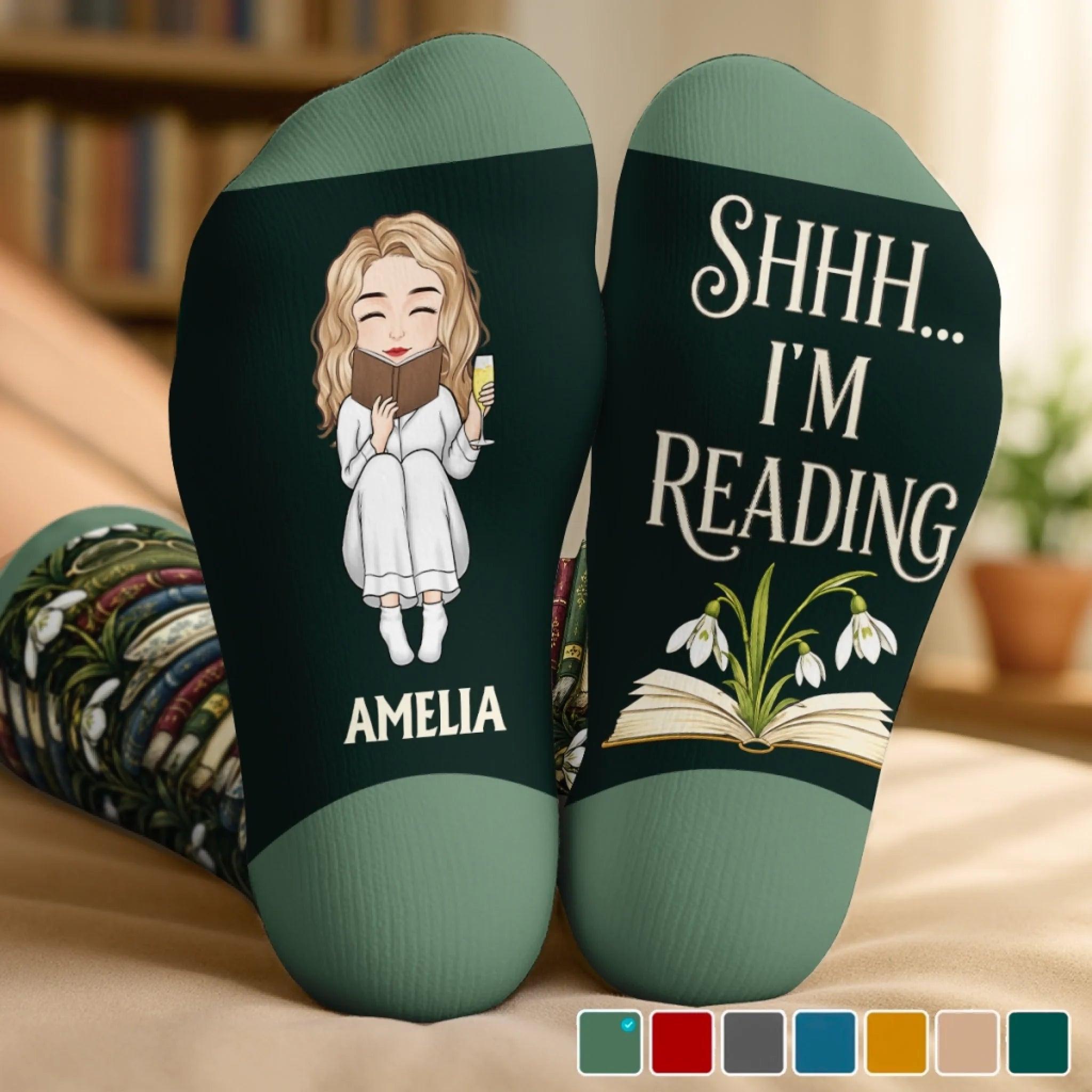 Custom Crew Socks - Personalized Bookish Gifts For Book Lovers, Bookworms, Readers - Busy Reading - MyFaceBoxer
