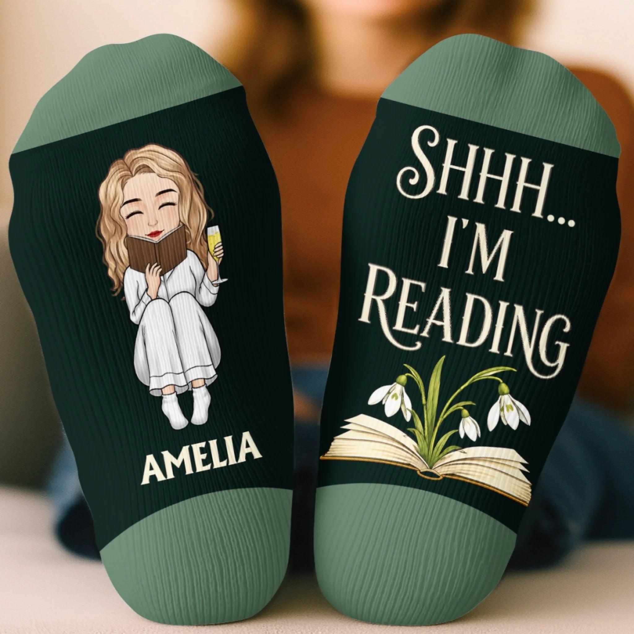 Custom Crew Socks - Personalized Bookish Gifts For Book Lovers, Bookworms, Readers - Busy Reading - MyFaceBoxer