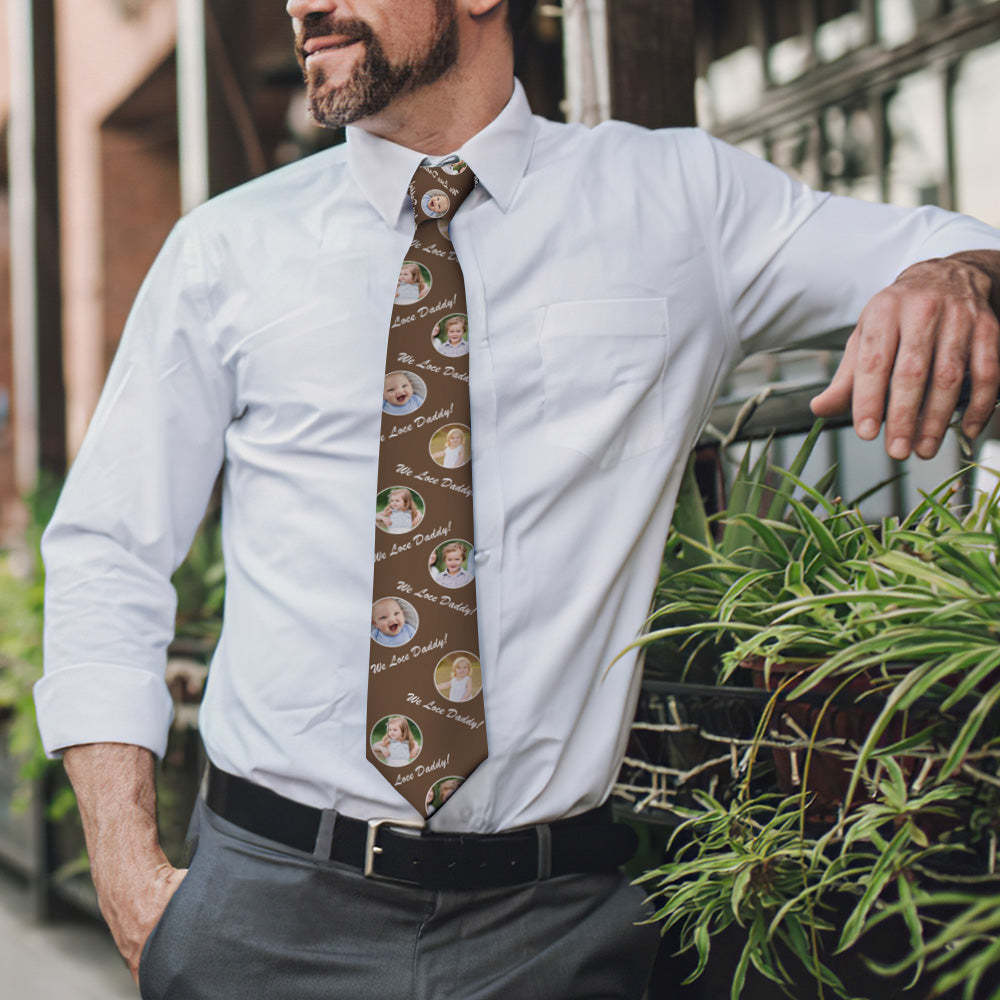 Gift For Father Custom Photo On Necktie We Love Dad - MyFaceBoxer
