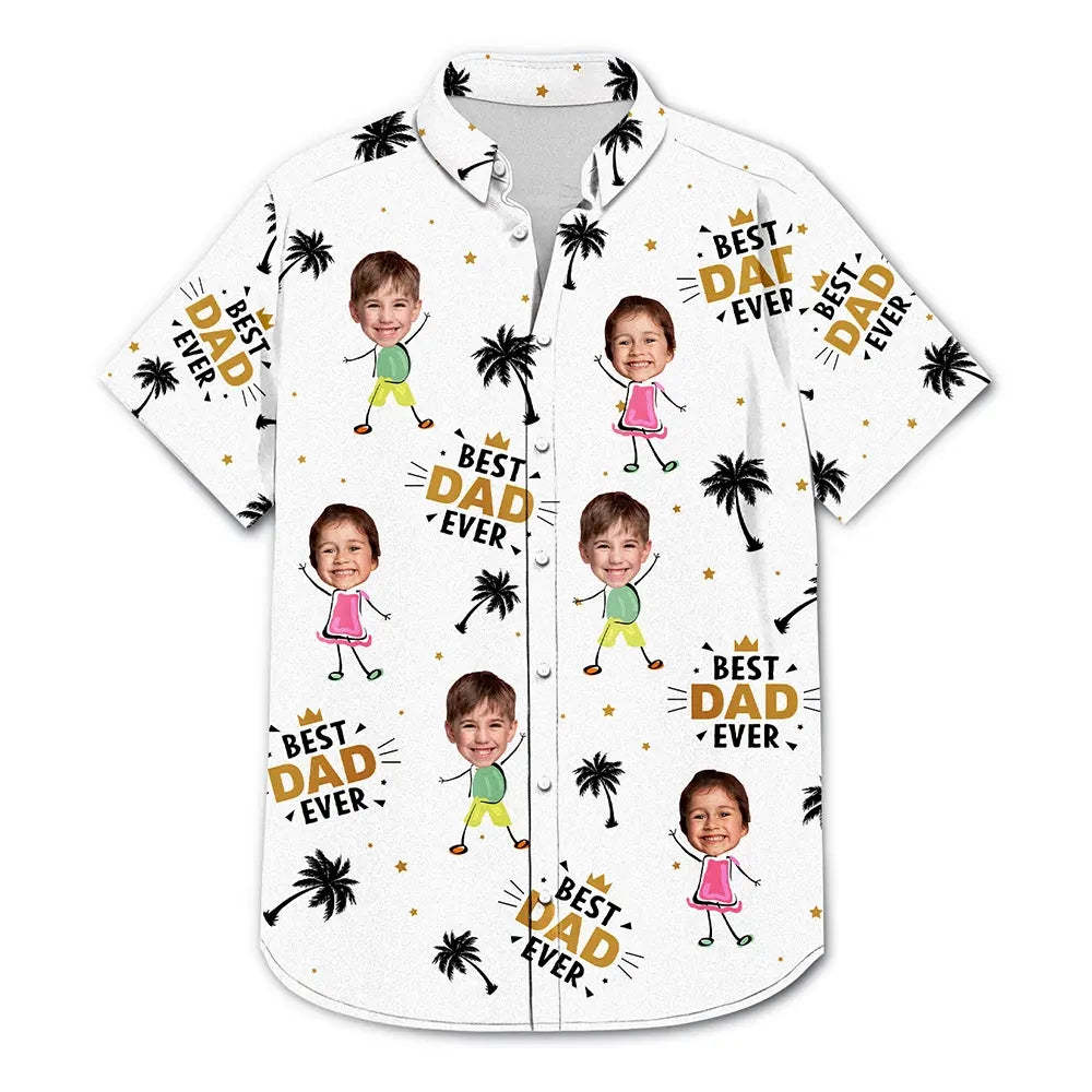 Custom Photo Best Dad Ever Coconut Palm - Personalized Hawaiian Shirt - MyFaceBoxer