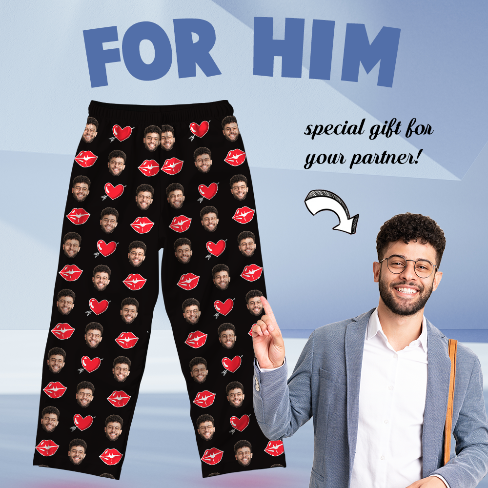 Custom Face Sleepwear, Custom Photo Long Sleeve Homewear, Nightwear, Tops And Pants - MyFaceBoxer