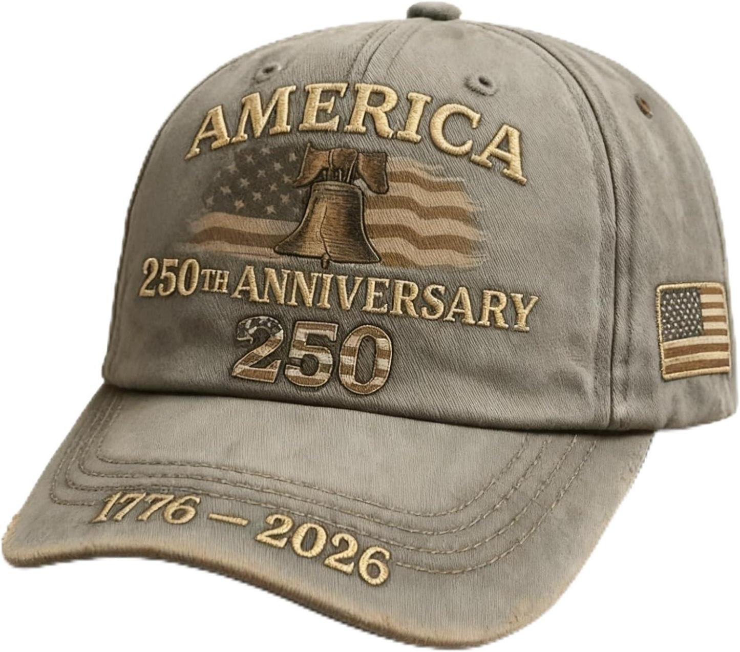 U.S. 250th Anniversary Baseball Cap Adjustable America 250 Anniversary USA Hat Patriotic Veterans Hats
