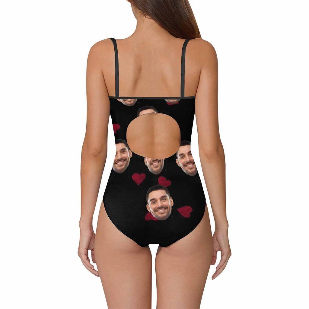 Custom Face Swimwear Women's Photo Slip One Piece Swimsuit - Heart - MyFaceBoxer