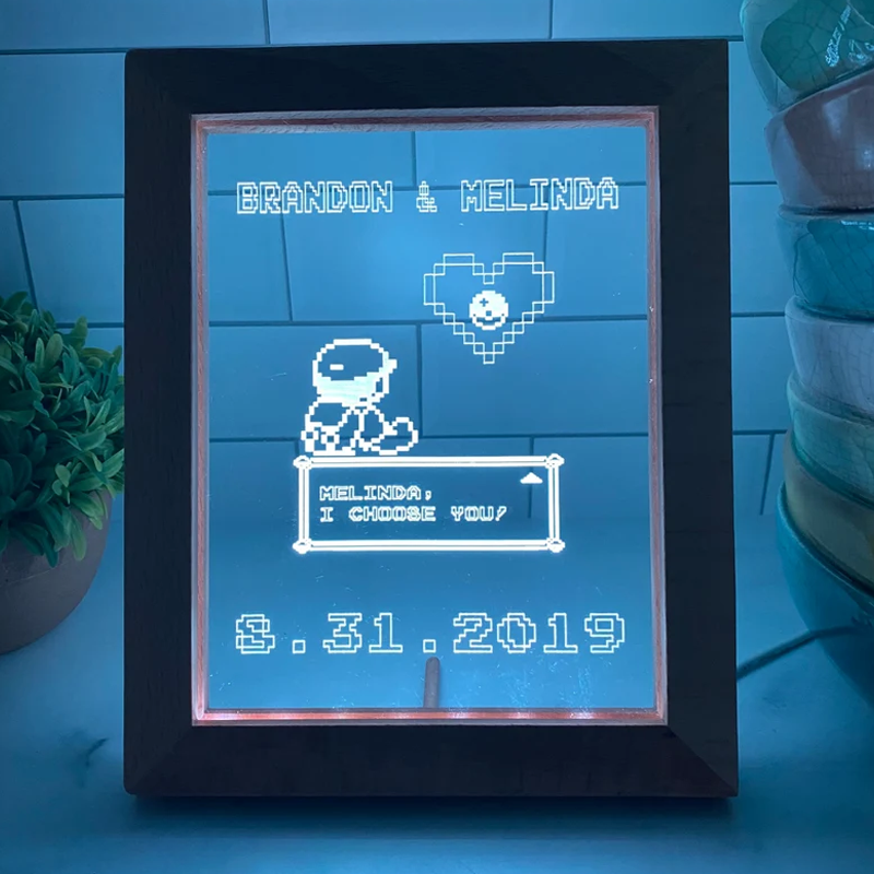 8 Bit Heart Night Light - Gamer Heart Gifts - Retro Night light - Anniversary Gift - Saved My Last Heart - Wedding Gift - 8 Bit Light