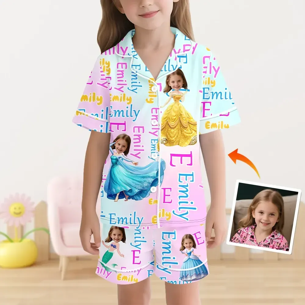 Custom Face Short Sleeve Pajamas Ice Princess Pajamas For Girl