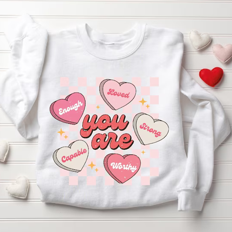 Retro Teacher Valentines Sweatshirt, Womens Heart Valentines Sweatshirt, Love Valentines Sweatshirt, Cute Valentines Day Gift