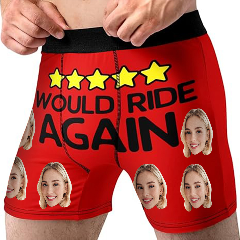Custom Face Underwear Men's Boxer Brief Novelty Gifts for Him