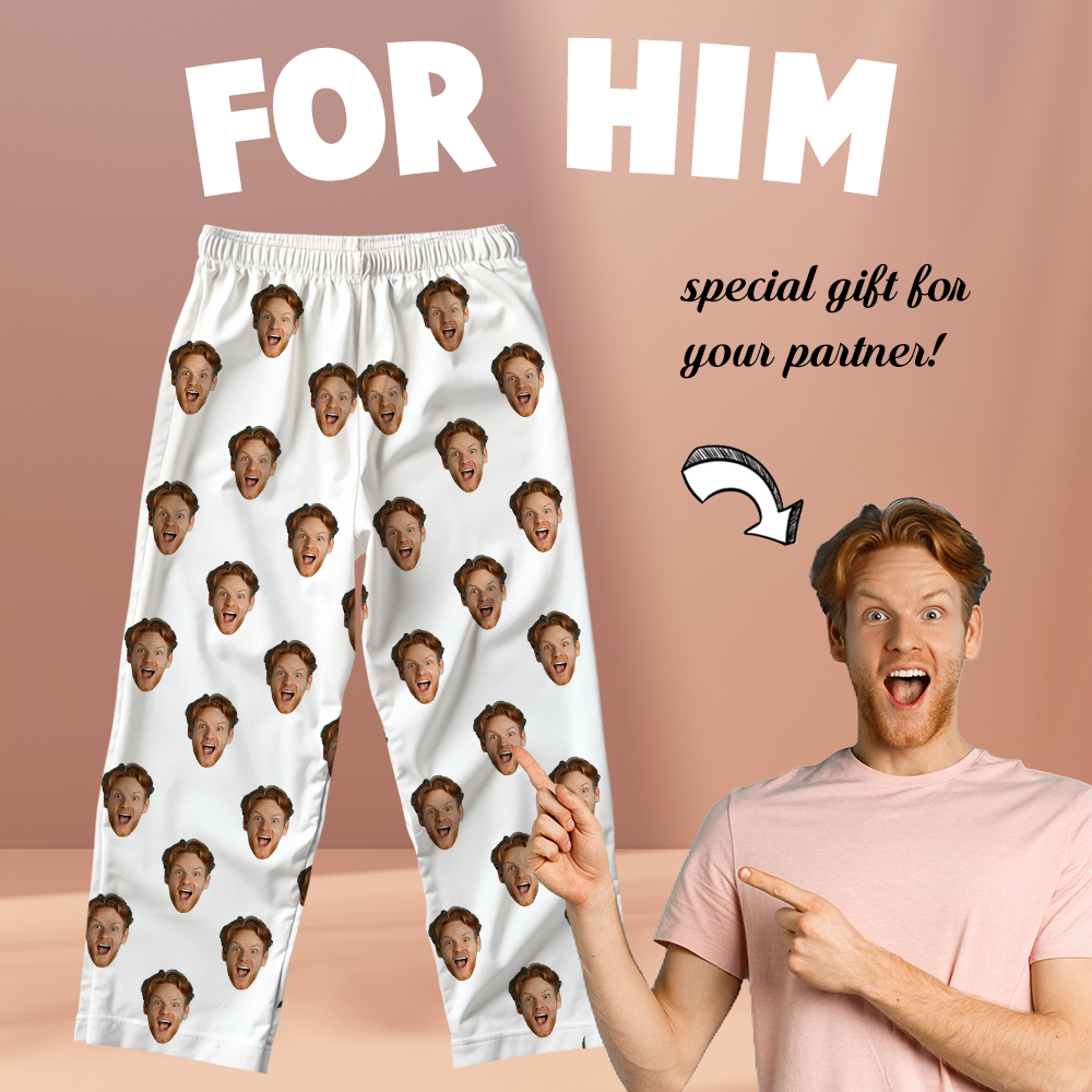 Custom Face On Pajamas With Faces Photo Unisex Homewear, Long Sleeve Sleepwear - MyFaceBoxer