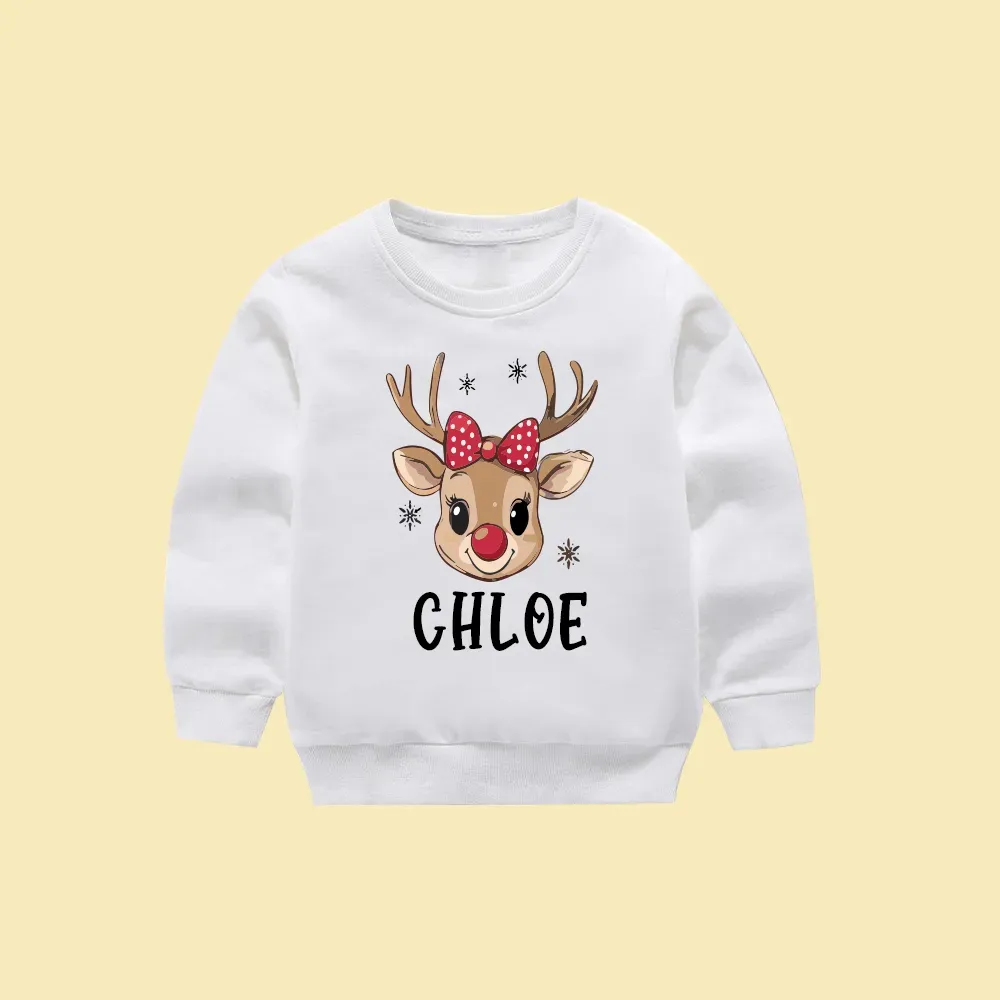 Personalized Kid Christmas Reindeer Sweatshirt
